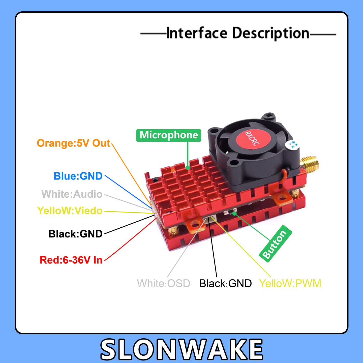 SLONWAKE 5.8G 2W VTX FPV 1800T - Drone Aerial Photography avaliação e preço